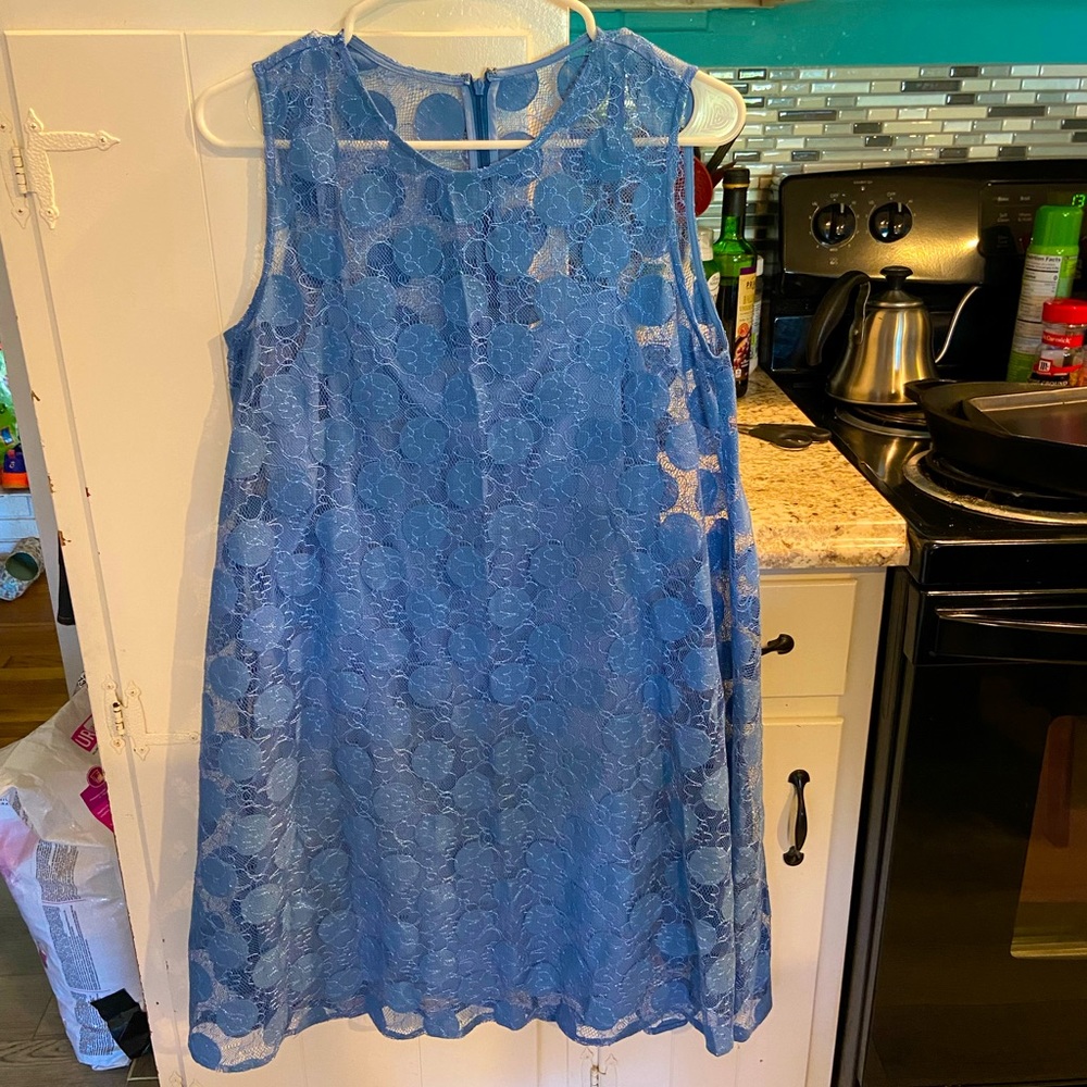 Powder blue lace overlay slip dress